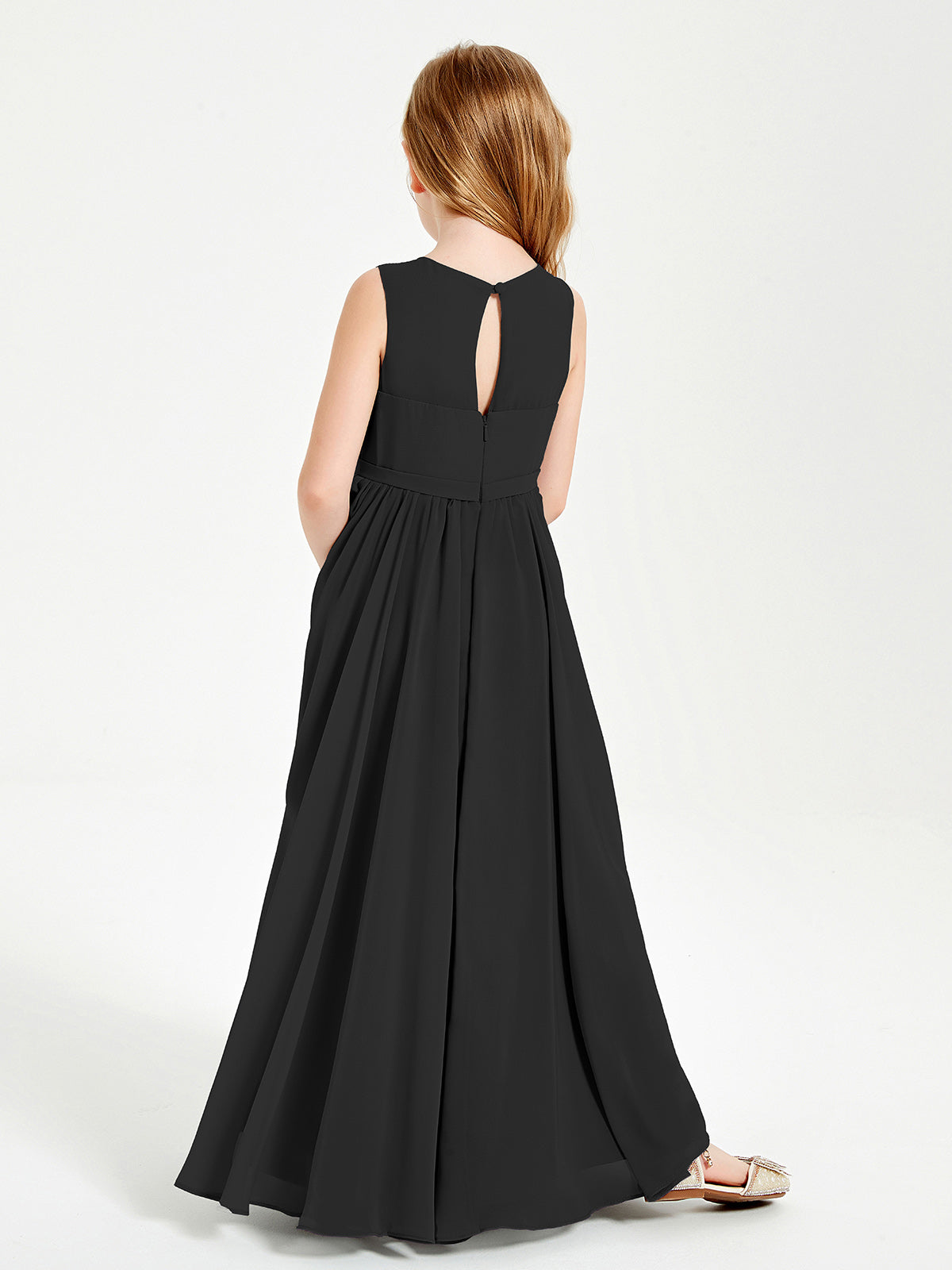 Chic Elegant Sleeveless Dresses for Junior Bridesmaids Black